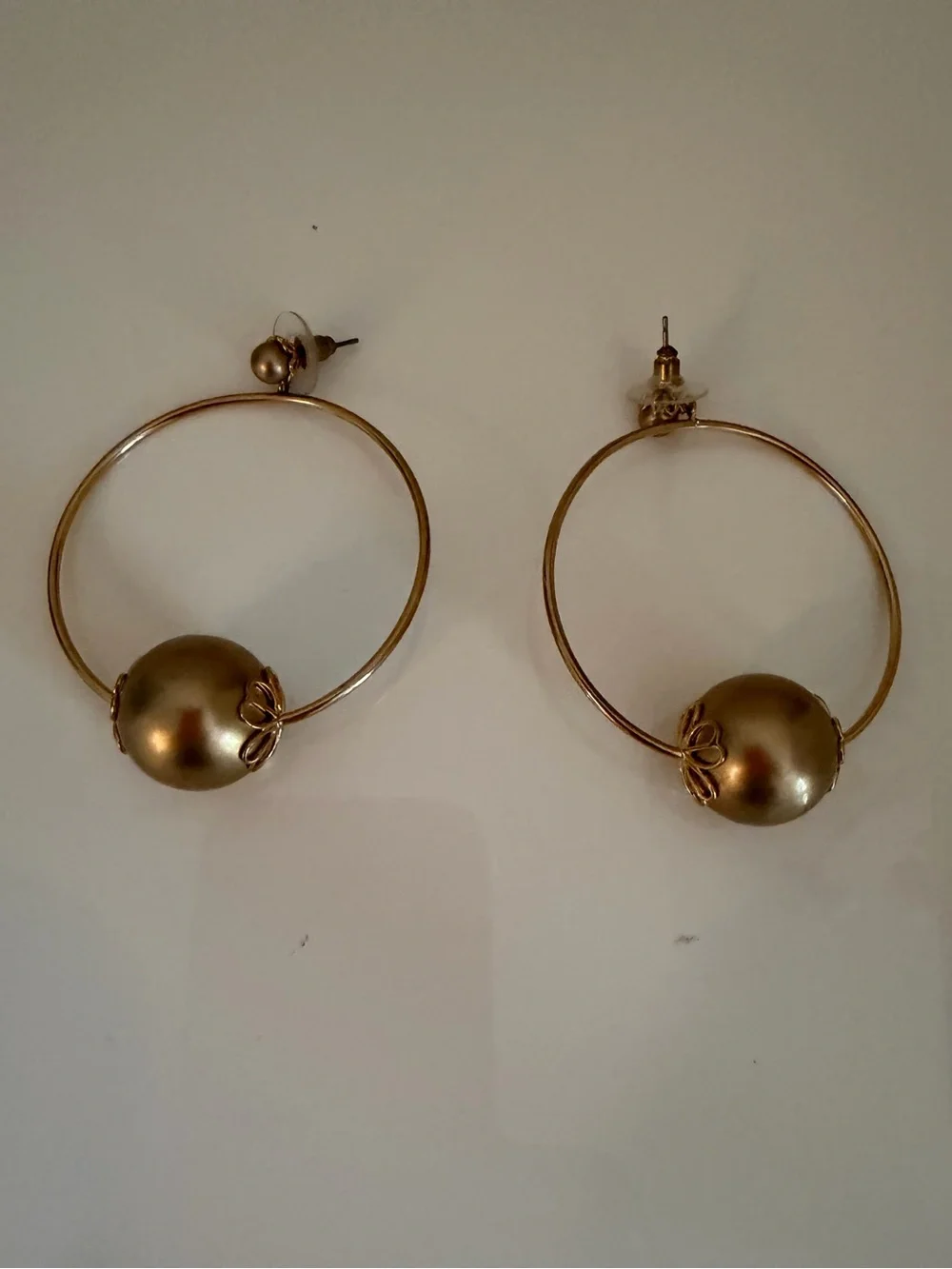 Kate Spade Flower Pearl Hoop Gold-Tone Earrings with matching ring size 7